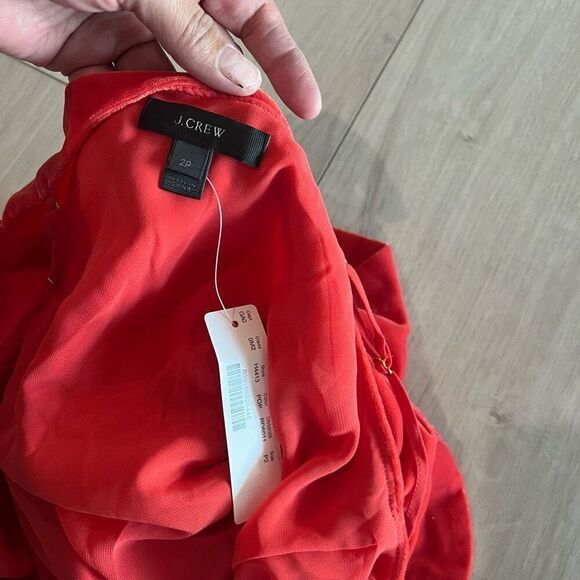 J Crew  NWT Size 2P Stunning Holiday Red Velvet Ruffled Going-Out Cami Top - Picture 5 of 6